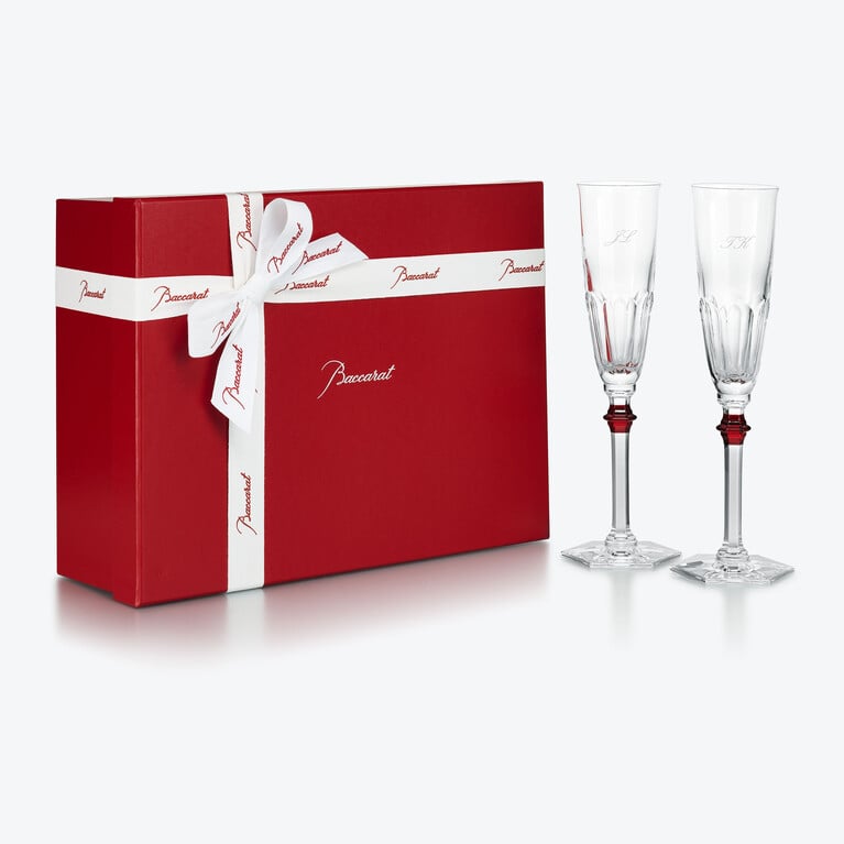 哈酷 伊芙笛型香槟杯 Baccarat, 红色水晶的笛型香槟杯