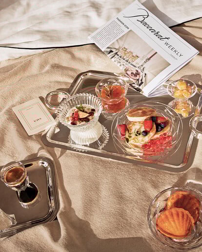 Plate and small bowls on a tray